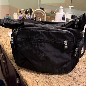 Kipling Black Nylon Messenger Crossbody Bag